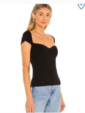Superdown Rachelle Knit Top M – Trendy Fitted Stretch, Flattering Chic Staple, E